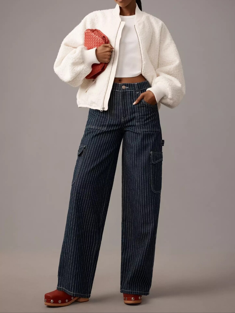 Damson Madder Pinstripe Denim Cargo Pants US6/UK10